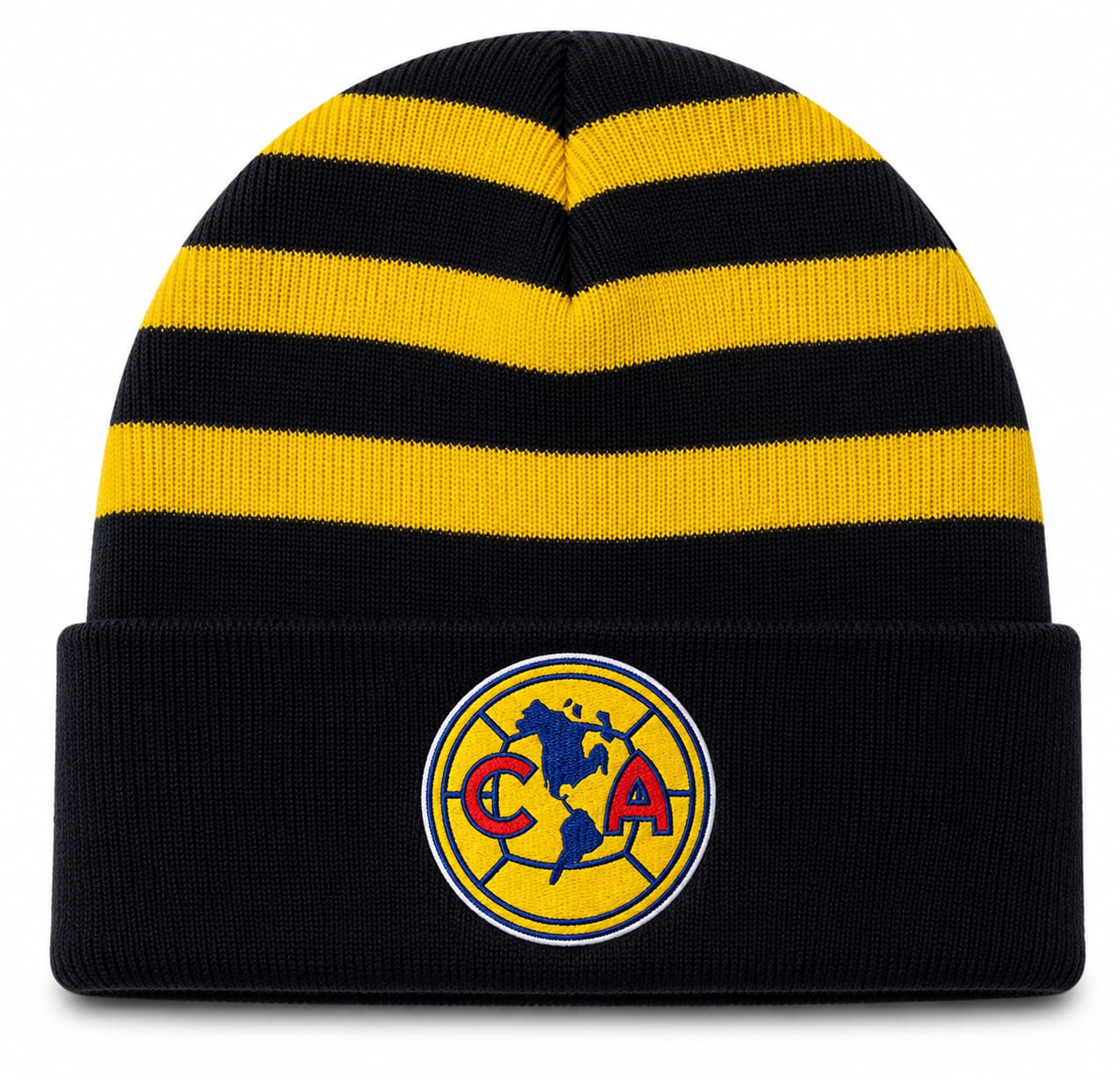 Gorros tejidos a rayas en varios colores