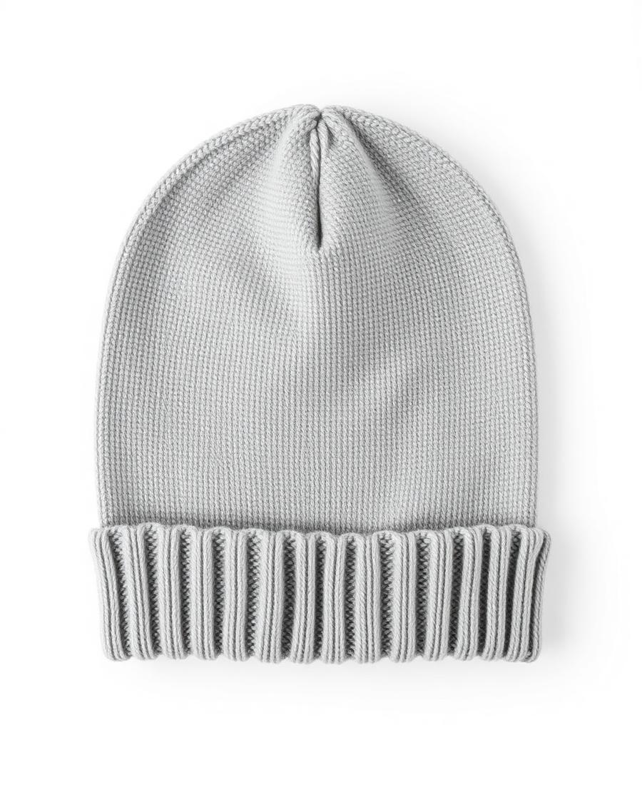 Gorro tejido liso sin doblez en gris claro
