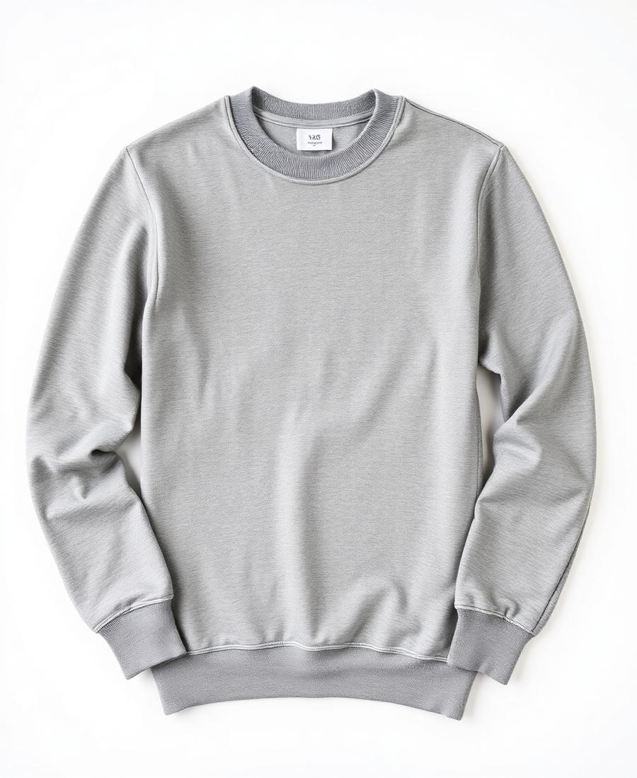 Sudadera lisa cuello redondo en gris jaspe