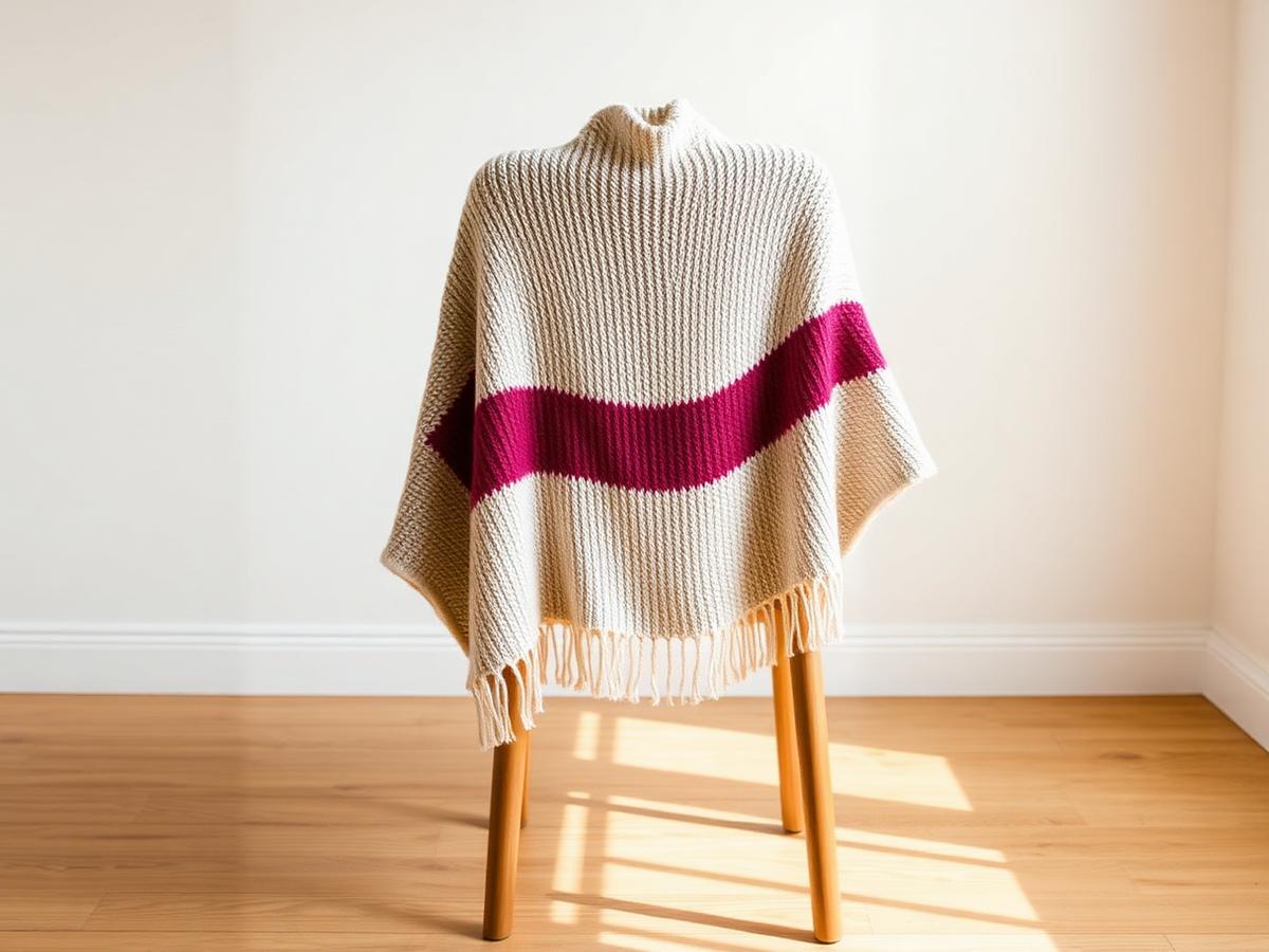Poncho con franja tejida