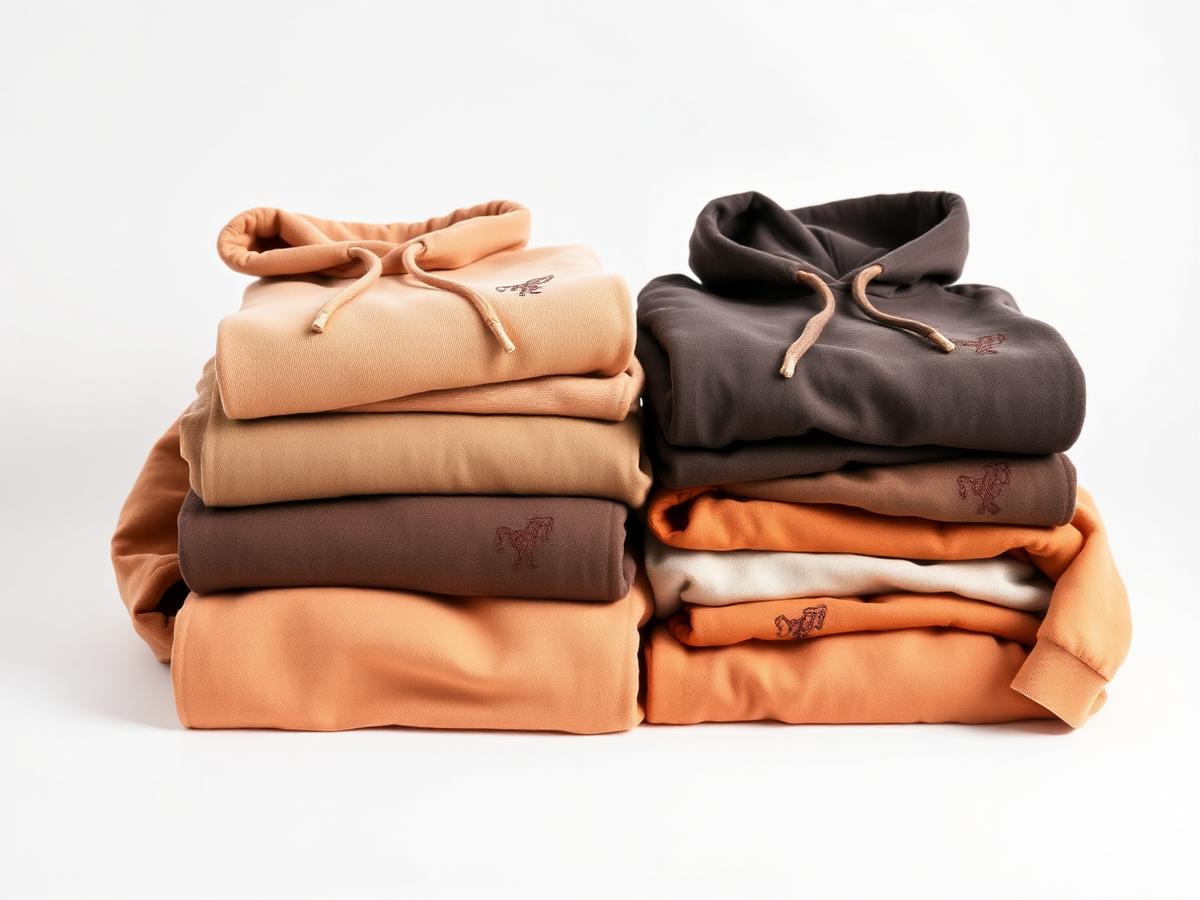 Sudaderas personalizadas dobladas en tonos cálidos
